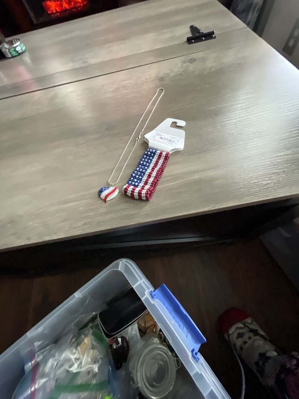 Kohl's American Flag Beaded Bracelet And Necklace Set